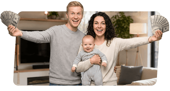 Family celebrating after their loan was funded